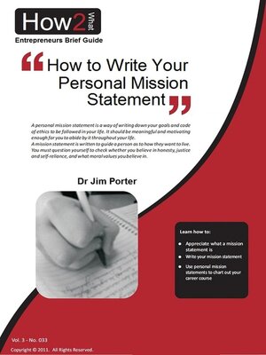 cover image of How to Write Your Personal Mission Statement